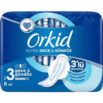Orkid Ultra Extra Gece 6 Adet Tekli Paket Hijyenik Ped