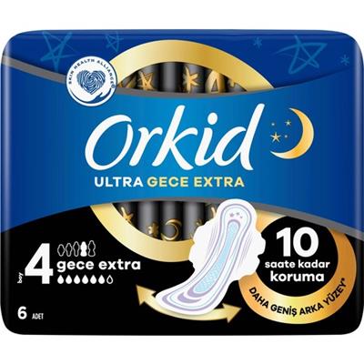 Orkid Ultra Extra Gece Extra 6 Adet Tekli Paket Hijyenik Ped