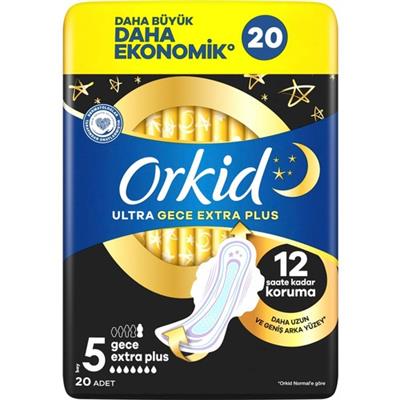 Orkid Ultra Gece Ekstra Plus (Boy 5) 20 adet Hijyenik Ped