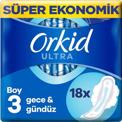 Orkid Ultra Gece Hijyenik Ped 18li – Süper Emici, 3 mm İnce Tasarım, %100 Sızıntı Koruması ve Nefes Alabilen Yüzey