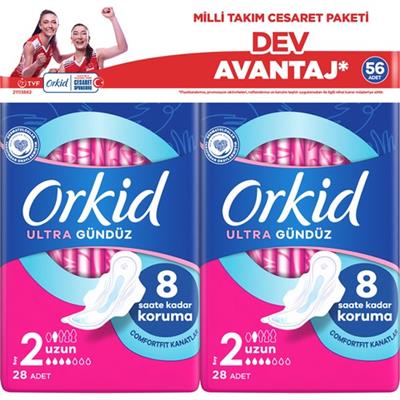 Orkid Ultra Uzun 56lı Cesaret Paketi Dev Avantaj Hijyenik Ped (Boy 2)