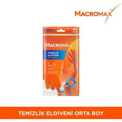 Orta Boy Medium Beden Temizlik Eldiveni Pamuklu İç Yüzeyli, Kaydırmaz Desenli
