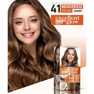 Ostwint Excellent Glow 1+1 Hediyeli Saç Boyası Seti No.7.35 Kakao Kahve