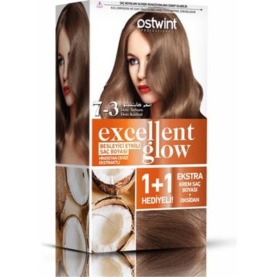 Ostwint Excellent Glow 1+1 Hediyeli Saç Boyası Seti No.7.3 Dore Kumral