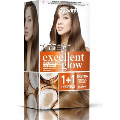 Ostwint Excellent Glow 1+1 Hediyeli Saç Boyası Seti No.7.77 Tütün Kahve