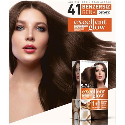 Ostwint Excellent Glow 1+1 Li Saç Boyası Seti No.5.74 Tarçın