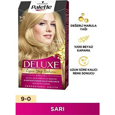 Palette Deluxe 9-0 Sarı Kadın Saç Boyası Uzun Süre Kalıcı Parlaklık 50 ml