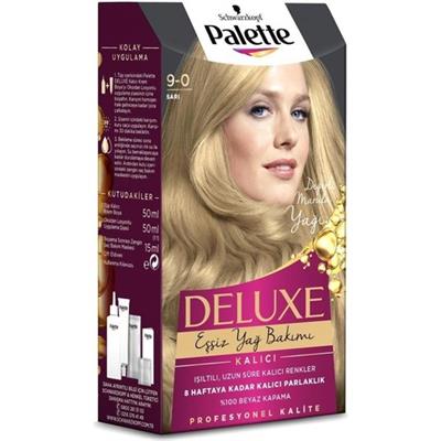 Palette Deluxe 9-0 Sarı Kadın Saç Boyası Uzun Süre Kalıcı Parlaklık 50 ml