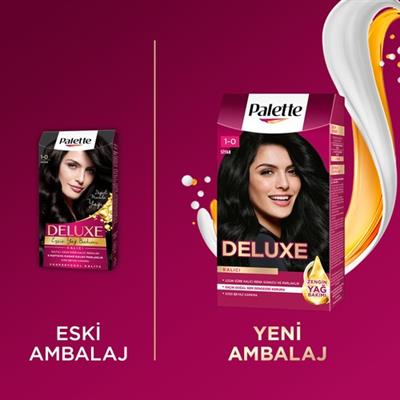 Palette Deluxe Kalıcı Renkler Saç Boyası 1-0 Siyah