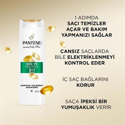 Pantene Güç Ve Parlaklık 3ü 1 Arada Şampuan 400Ml