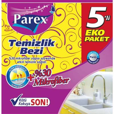 Parex Temizlik Bezi Mikrofiber Yapılı 5li Eko Paket Yüksek Emicilik Özelliği ile