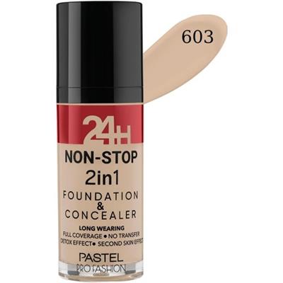 Pastel Profashion 24H Non-Stop 2in1 Fondöten ve Kapatıcı 603 Ivory