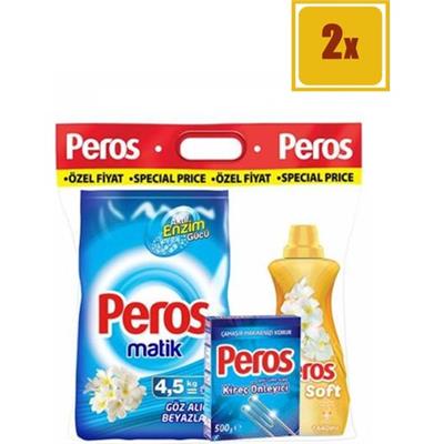 Peros 4,5 kg Toz 2 Lt Yumuşatıcı 500 gr Kireç Önleyici Set X2