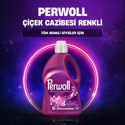 Perwoll Çiçek Cazibesi Renkli Giysiler için Sıvı Çamaşır Deterjanı 2750 ml (50 Yıkama)
