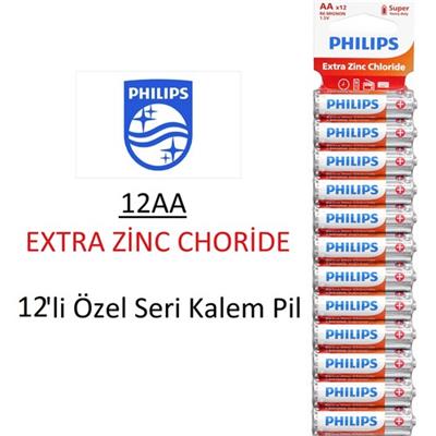 Philips 12li Özel Paket Kalem Pil Aa Super Heavy Duty