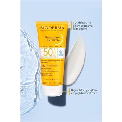 Photoderm Lait Ultra SPF50+ Tüm Ciltler için Yüksek Koruma Süt Formda Yüz, Vücut Güneş Kremi 200 ml