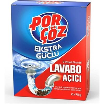 Porçöz Lavabo Açıcı 2x75 gr 24lü Set Banyo ve Mutfak İçin Güvenli Kullanım Özellikli