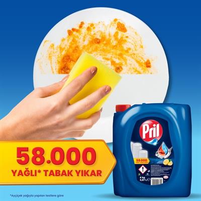Pril Elde Yıkama Bulaşık Deterjanı Limon Kokulu 4 kg Soğuk Suda Etkili