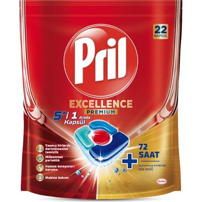 Pril Excellence Tablet Bulaşık Makinesi Deterjanı 22 Kapsül 5’i 1 Arada Premium