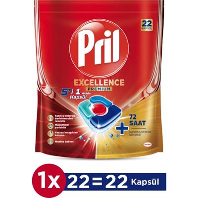 Pril Excellence Tablet Bulaşık Makinesi Deterjanı 22 Kapsül 5’i 1 Arada Premium