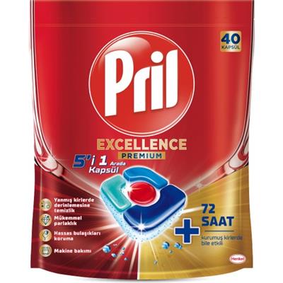 Pril Excellence Tablet Bulaşık Makinesi Deterjanı 40 Kapsül 5’i 1 Arada Premium