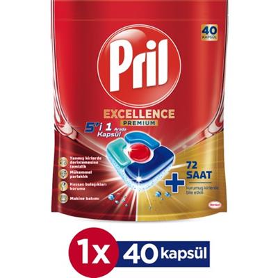 Pril Excellence Tablet Bulaşık Makinesi Deterjanı 40 Kapsül 5’i 1 Arada Premium
