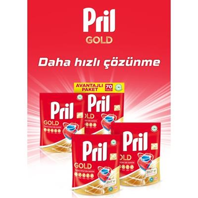 Pril Gold 30 Yıkama Bulaşık Deterjanı Tableti Hızlı Çözünme ve Mükemmel Parlaklık
