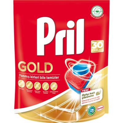 Pril Gold 30 Yıkama Bulaşık Deterjanı Tableti Hızlı Çözünme ve Mükemmel Parlaklık
