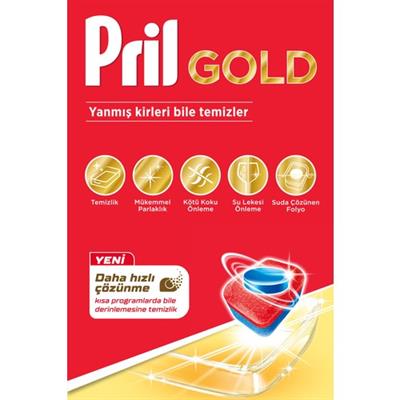 Pril Gold 30 Yıkama Bulaşık Deterjanı Tableti Hızlı Çözünme ve Mükemmel Parlaklık