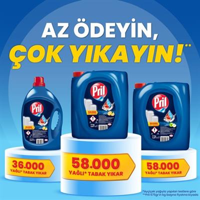 Pril Limon Kokulu 2.5 kg Soğuk Suda Kurumuş Kirlerde Etkili Elde Yıkama Sıvı Bulaşık Deterjanı 2418 ml
