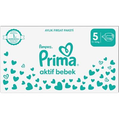 Prima Aktif Bebek, Bebek Bezi 5 Numara, 116 adet