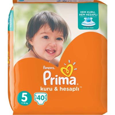 Prima Bebek Bezi Kuru ve Hesaplı 5 Beden  40 Adet Junior Mega Paket
