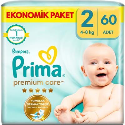 Prima Bebek Bezi Premium Care 2 Numara 60 Adet Ekonomik Paket