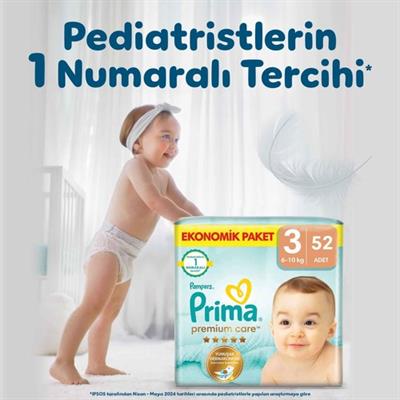 Prima Bebek Bezi Premium Care 3 Beden 52 Adet Midi Jumbo Paket
