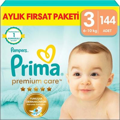 Prima Premium Care Bebek Bezi 3 Numara 144 Adet Aylık Fırsat Paketi