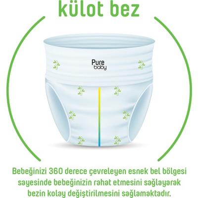 Pure Baby Organik Bambu Özlü Külot Bez Tekli Paket 6 Numara Xlarge 32 Adet