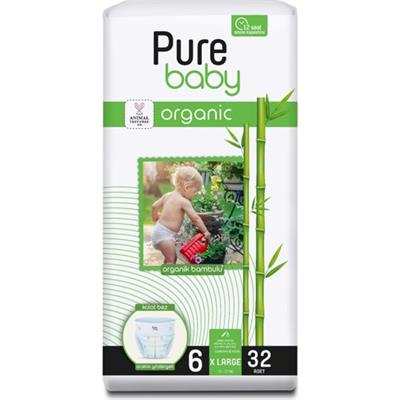 Pure Baby Organik Bambu Özlü Külot Bez Tekli Paket 6 Numara Xlarge 32 Adet