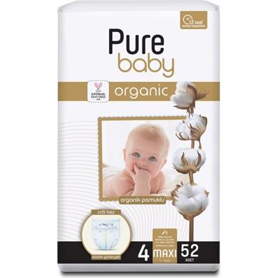 Pure Baby Organik Bebek Bezi 4 Beden Maxi 52li Jumbo Paket