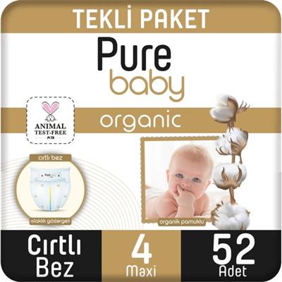 Pure Baby Organik Bebek Bezi 4 Beden Maxi 52li Jumbo Paket