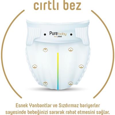 Pure Baby Organik Pamuklu Cirtli Bez Tekli Paket 1 Numara Yenidogan 64 Adet