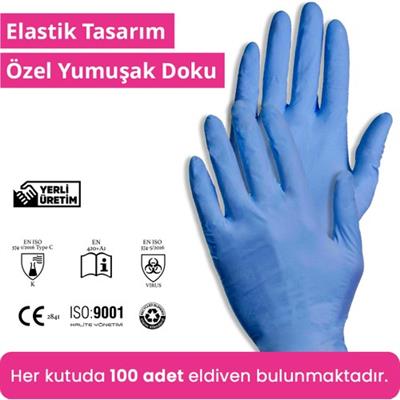 Reflex Flex Eldiven Tek Kullanımlık Pudrasız Mavi S Beden Eldiven 100’lü