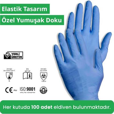 Reflex Flex Eldiven Tek Kullanımlık Pudrasız Mavi M Beden Eldiven 100’lü