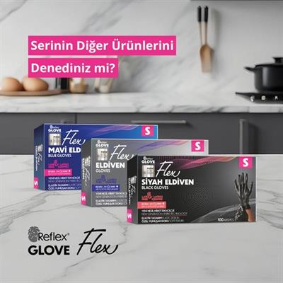Reflex Flex Eldiven Tek Kullanımlık Pudrasız Siyah S Beden Eldiven 100’lü