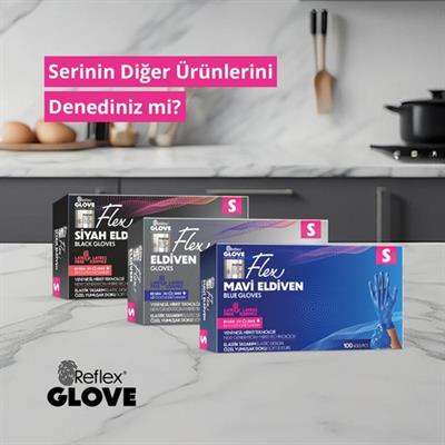 Reflex Flex Eldiven Tek Kullanımlık Pudrasız Mavi S Beden Eldiven 100’lü