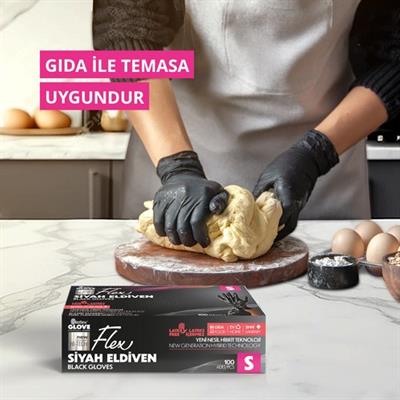 Reflex Flex Eldiven Tek Kullanımlık Pudrasız Siyah S Beden Eldiven 100’lü