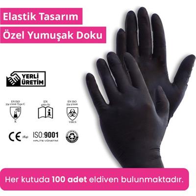 Reflex Flex Eldiven Tek Kullanımlık Pudrasız Siyah S Beden Eldiven 100’lü
