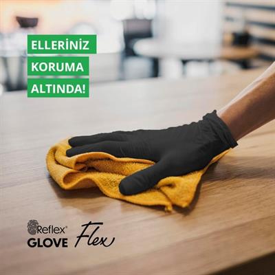 Reflex Flex Eldiven Tek Kullanımlık Pudrasız Siyah M Beden Eldiven 100’lü