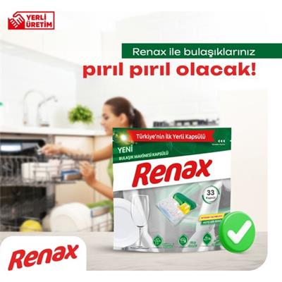Renax Bulaşık Makinesi Kapsülü 10 Lu Yerli Üretim Mükemmel Parlaklık Sağlar