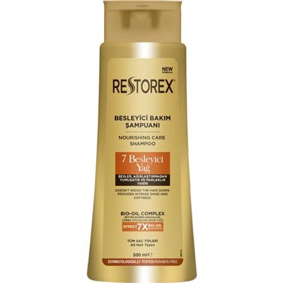 Restorex 7 Besleyici Yağ ile Parlaklık ve Yumuşaklık Veren Besleyici Bakım Şampuanı 500 ml, Bitki Özlü ve Paraben İçermez
