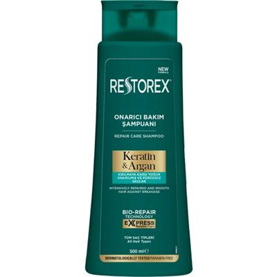 Restorex Onarıcı Bakım Şampuanı - Kırılmaya Karşı Yoğun Onarım ve Pürüzsüz Saçlar, 500 ml, Keratin ve Argan Yağı İçerir, Paraben İçermez